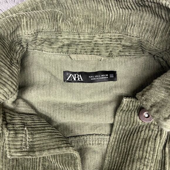 Zara Frayed Green Corduroy Jacket Size Large - Picture 5 of 7